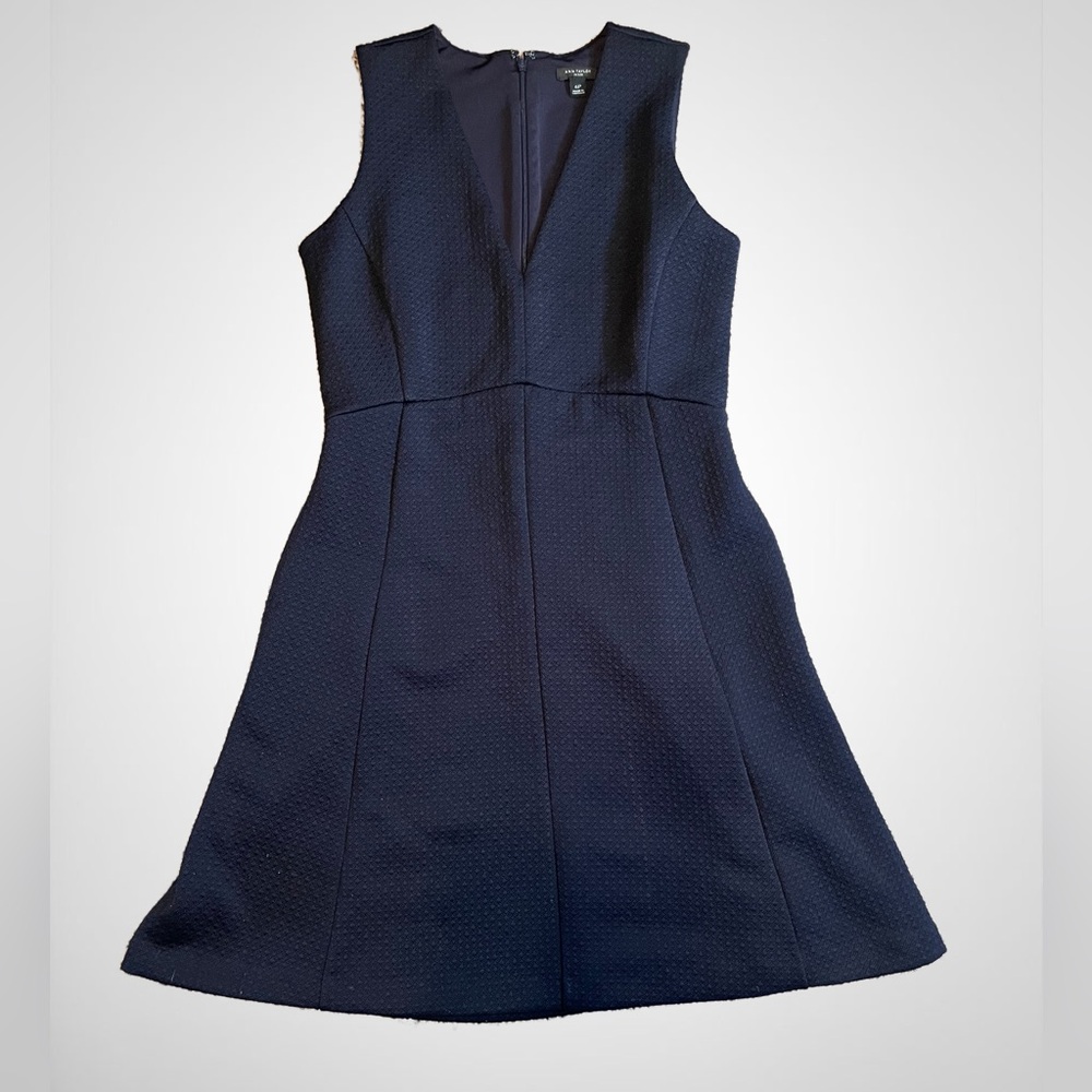Ann Taylor Blue Sleeveless V-Neck Mini Dress